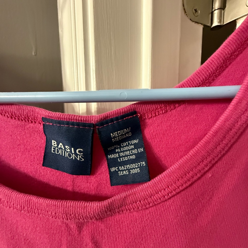 Basic Editions Bright Pink Women's Tank Top - Picture 2 of 3